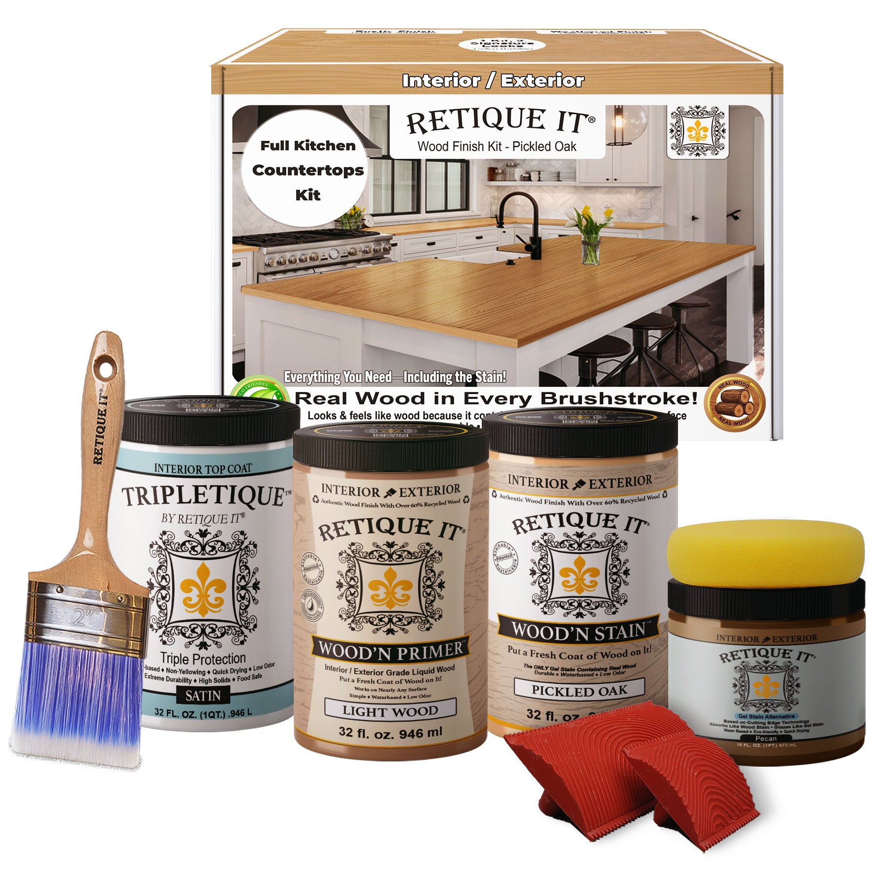 Countertop Kit - Kitchen Island - Pickled Oak
