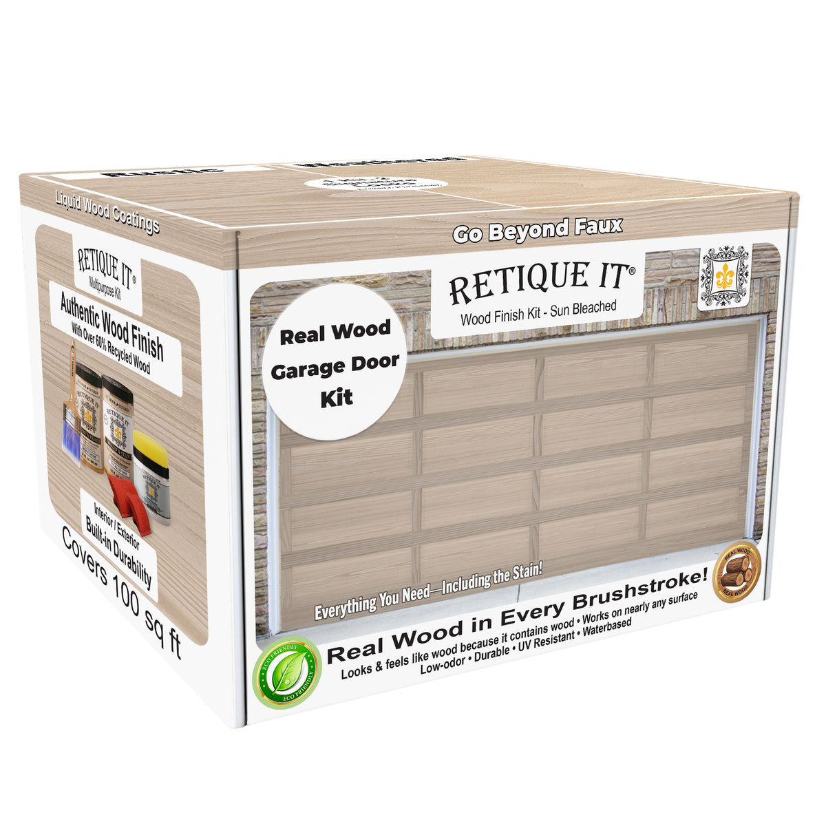 Box of Retique It Real Wood Garage Door Kit on a white background