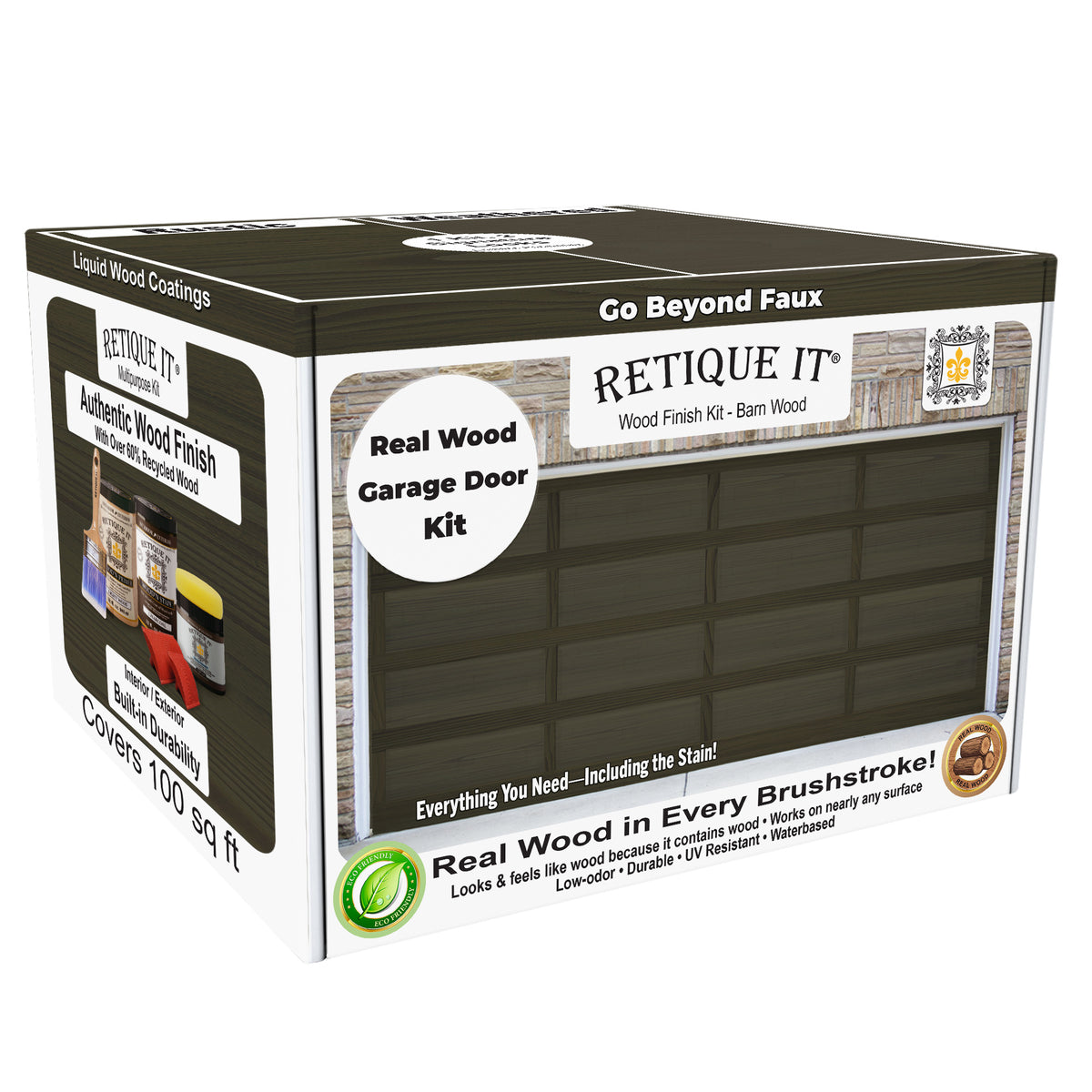 Retique It Real Wood Garage Door Kit packaging on a white background