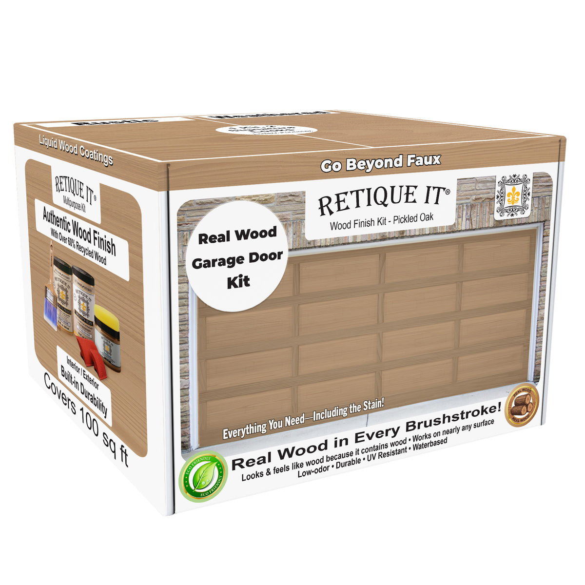 Retique It Real Wood Garage Door Kit packaging on a white background