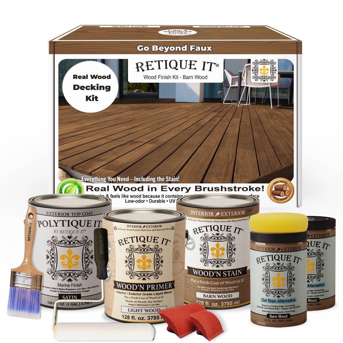 Retique It® Decking Wood'n Kit Modern Walnut stain sample showing rich walnut color on wood decking material.