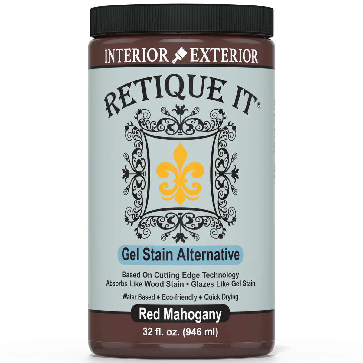 Jar of Retique It gel stain alternative in Red Mahogany color on a white background