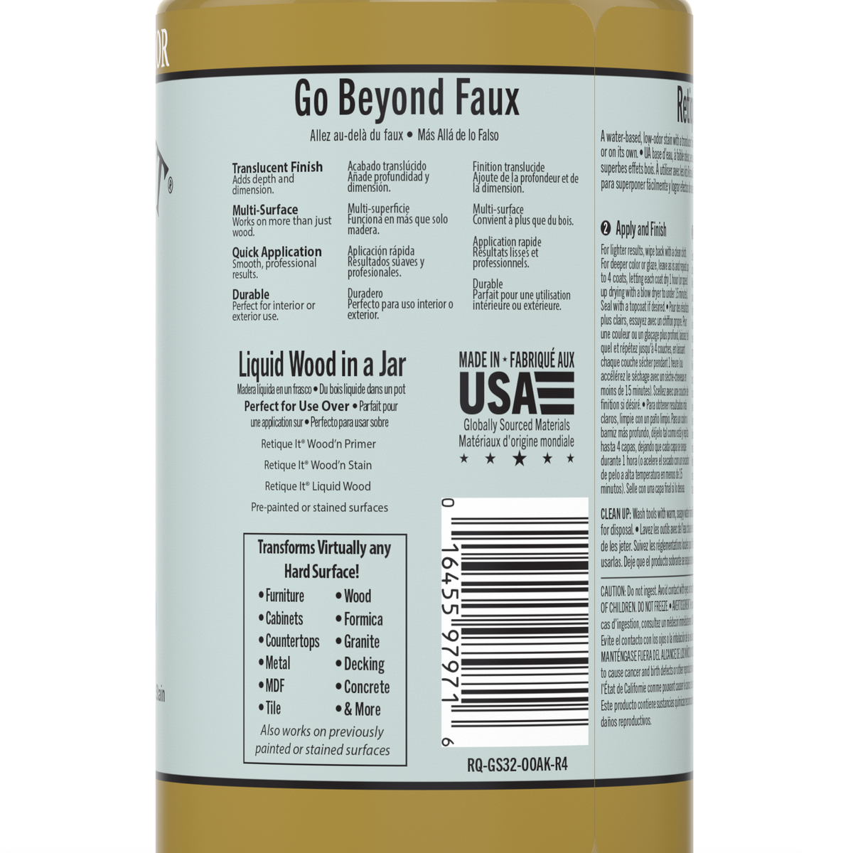 Back label of a jar with text and branding on a white background