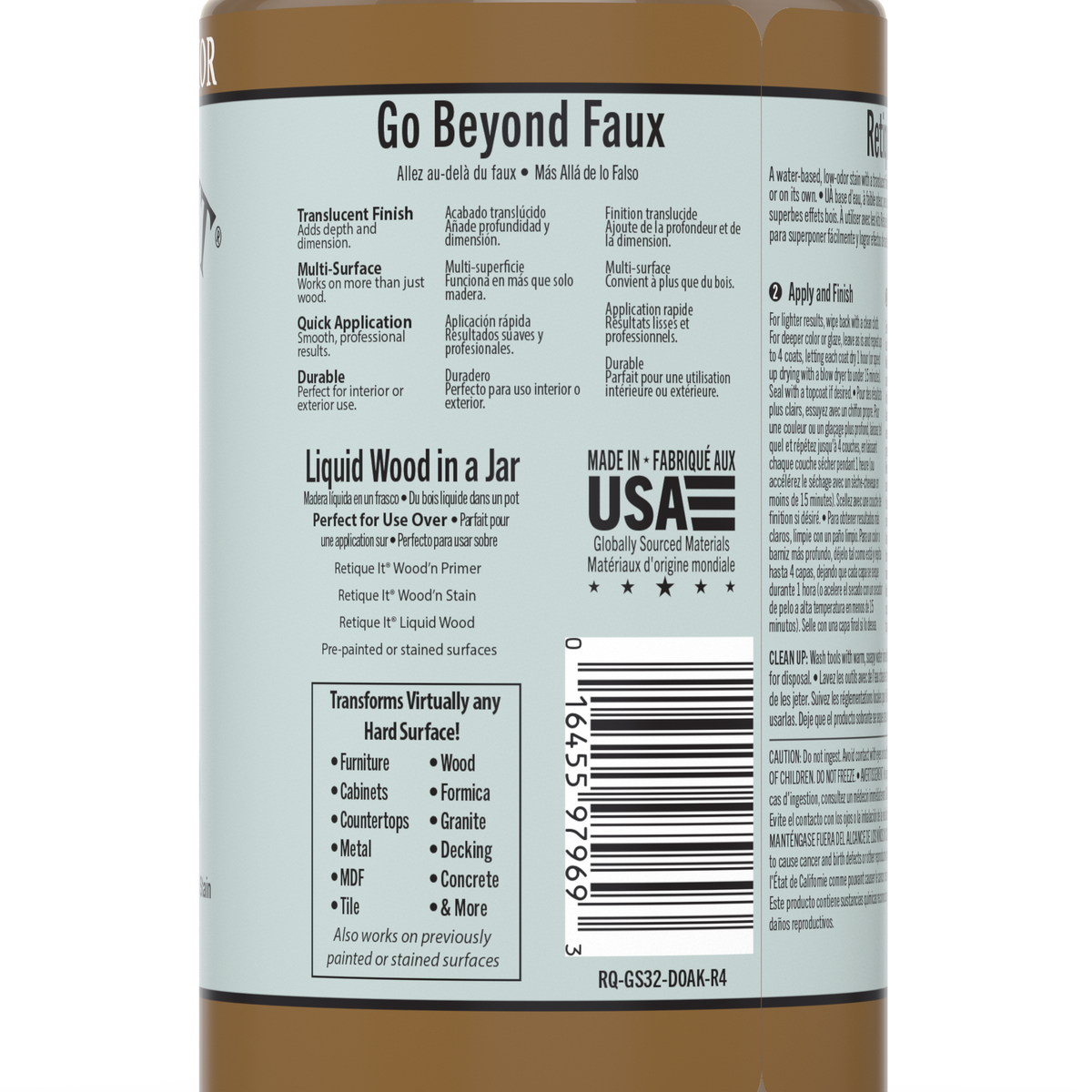 Back label of a jar with product details and branding on a white background