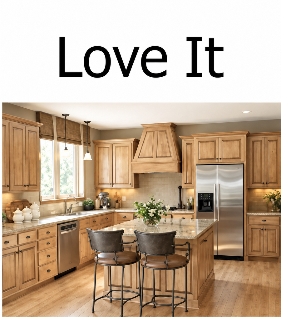 Love It kitchen inspiration with light wood cabinetry