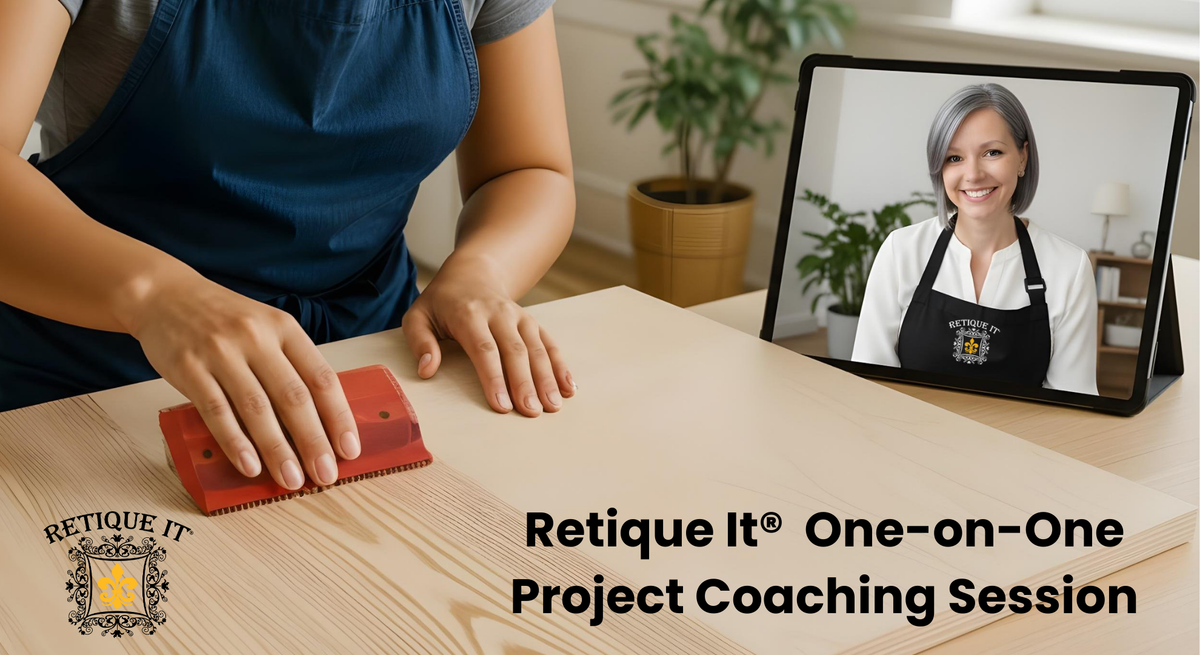 Digital image showing a professional finish technique session by Retique It for enhancing furniture with expert craftsmanship.