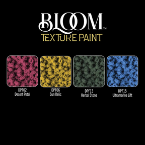 DecoArt Luminous Spectrum Bloom texture paint 4-pack with vibrant, shimmering colors and floral-inspired textured finishes.