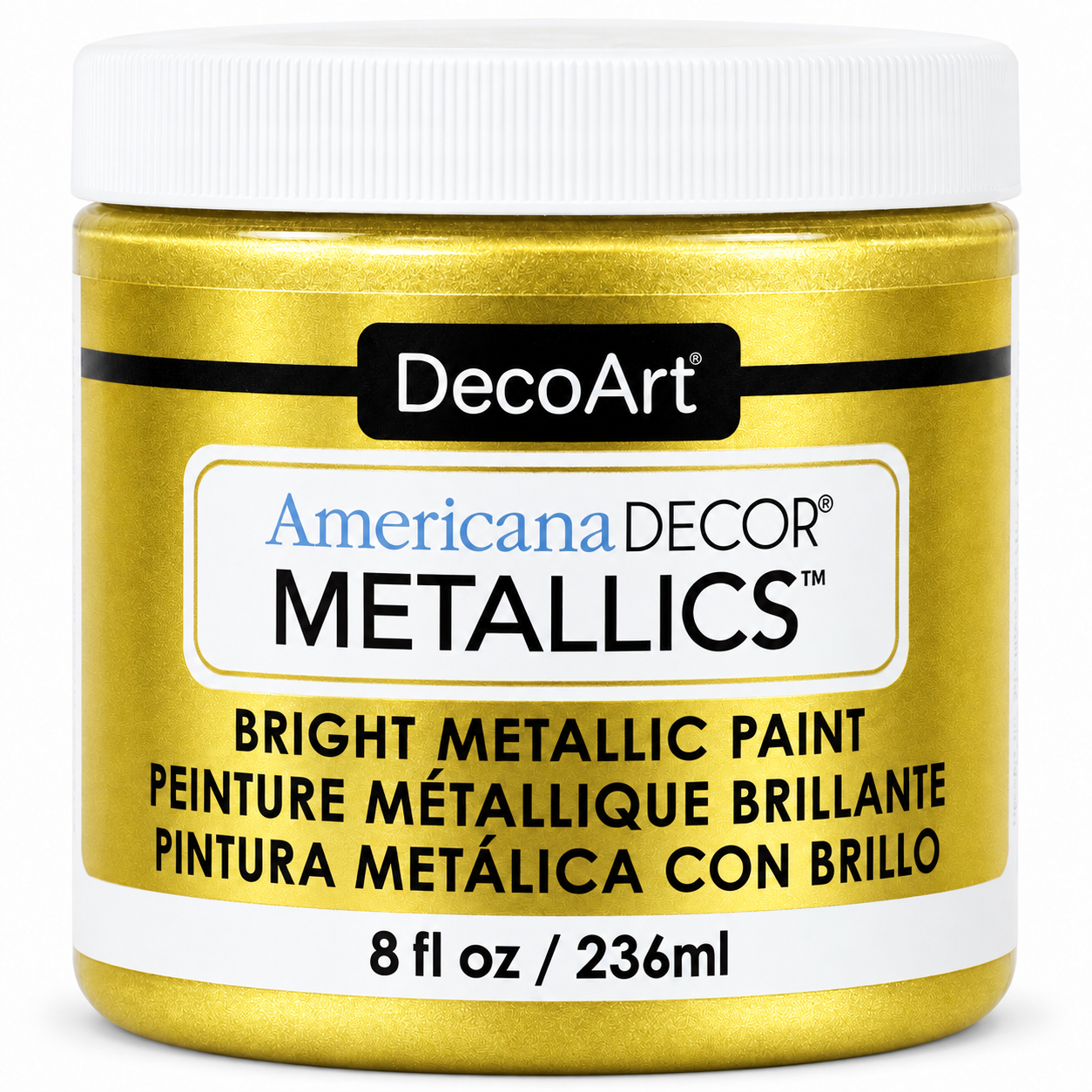 DecoArt Americana Decor Metallics 24K Gold metallic paint bottle on a white background