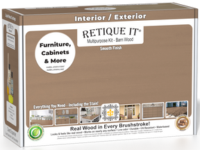Retique It® Multi-purpose Smooth Finish Kit in Barn Wood, wood finishing kit with smooth, textured wood grain for furniture and decor.