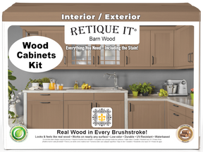 Retique It® Wood'n Cabinet Kit with 48 smooth barn wood doors, ideal for staining and enhancing kitchen or furniture cabinets.