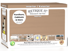 Retique It® Multi-purpose Smooth Finish Kit for Barn Wood interior top coat, includes four large wood finish containers.