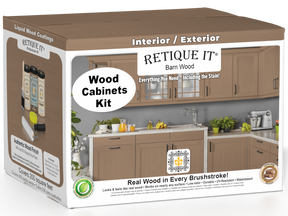 Retique It® Wood'n Cabinet Kit with 24 smooth barn wood doors, stain finish, ideal for kitchen or bathroom cabinetry.