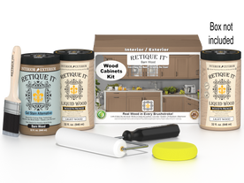 Retique It Wood'n Cabinet Kit with 24 barn wood doors in smooth finish, ideal for DIY cabinet restoration.