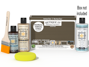 Retique It® Black Walnut kit with brush, sponge, matte top coat, and box not included.