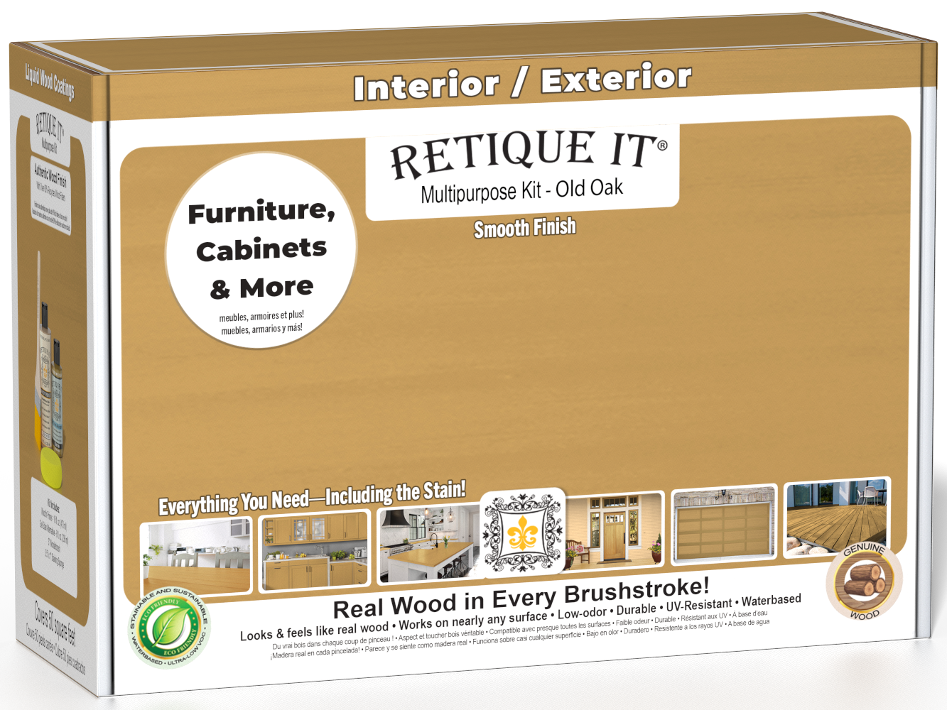 Retique It® Multipurpose Kit - Old Oak packaging featuring furniture, cabinets, and more.