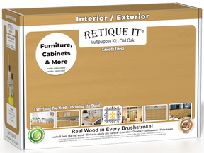 Retique It® Multipurpose Kit - Old Oak packaging featuring furniture, cabinets, and more.