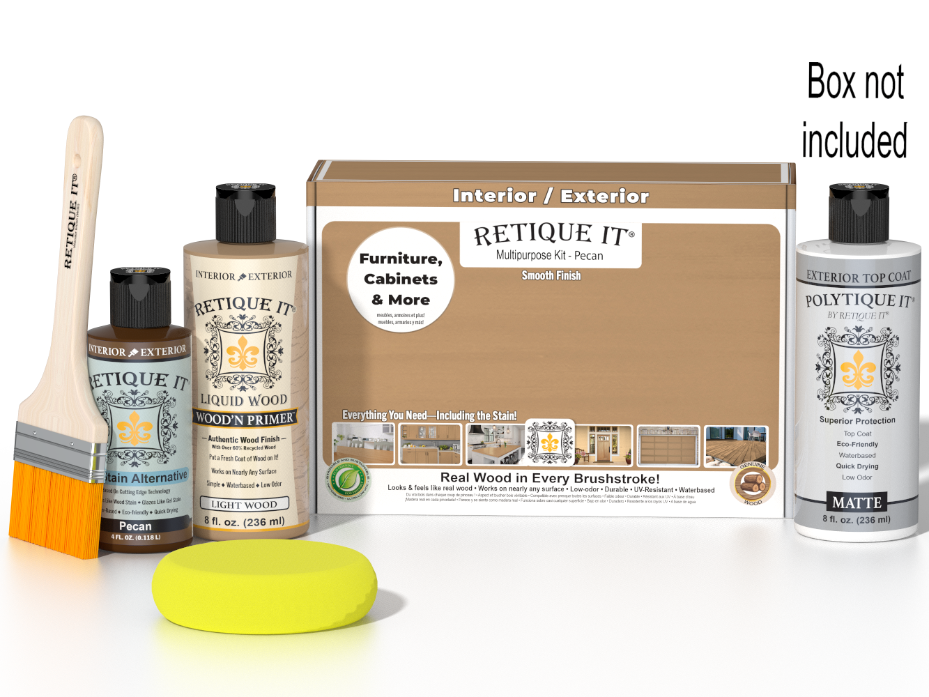 Retique It® Pecan kit with brush, sponge, and box not included.