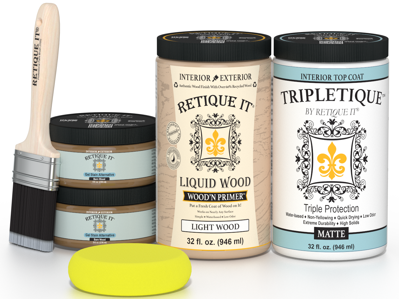 Large Barn Wood finish kit from Wood'n Finish Kits by Retique It®, featuring interior top coat for smooth, durable wood surfaces.