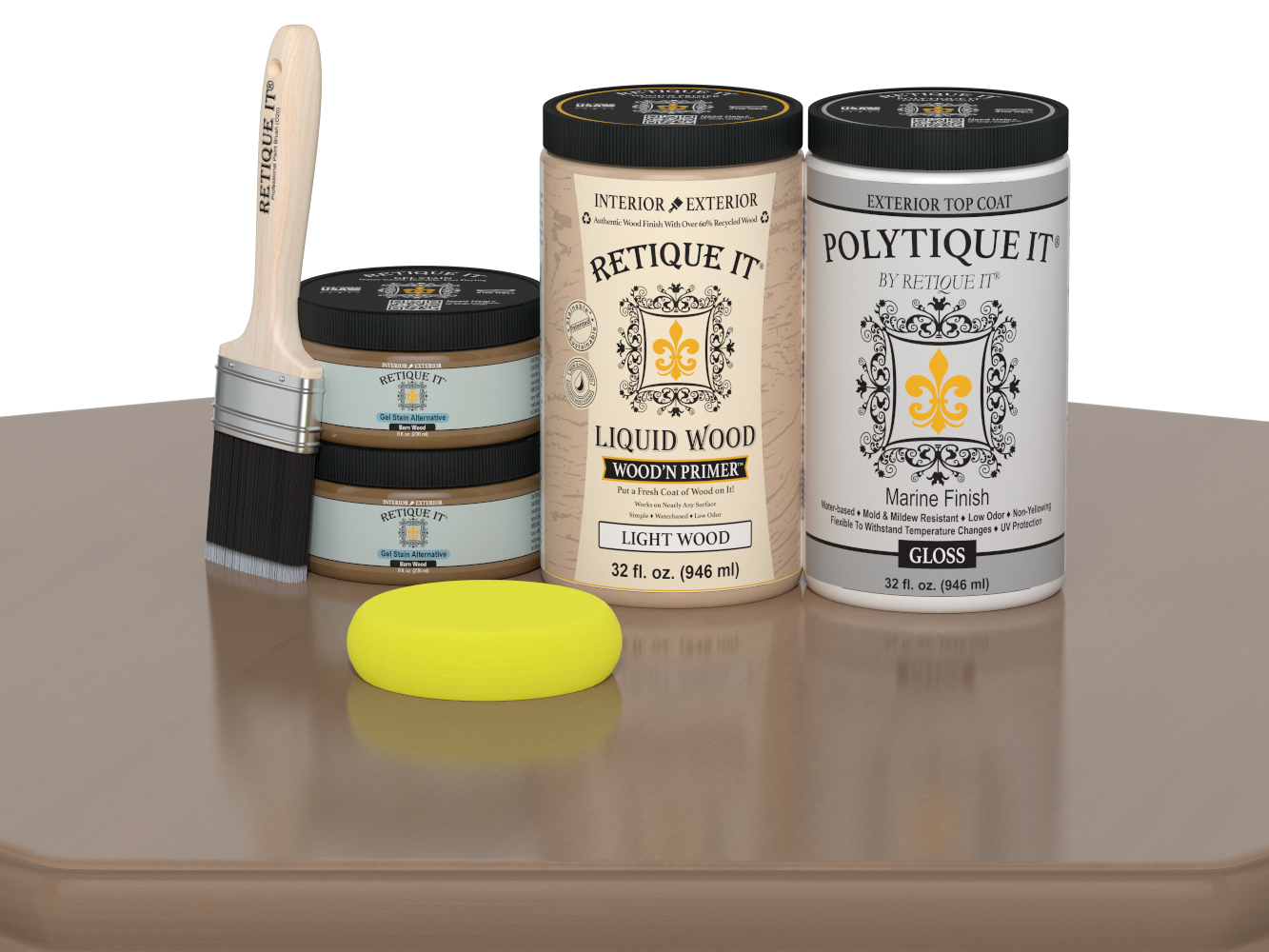 Wood'n Door Smooth Finish Kit (Double Door) - Barn Wood — Gloss kit contents