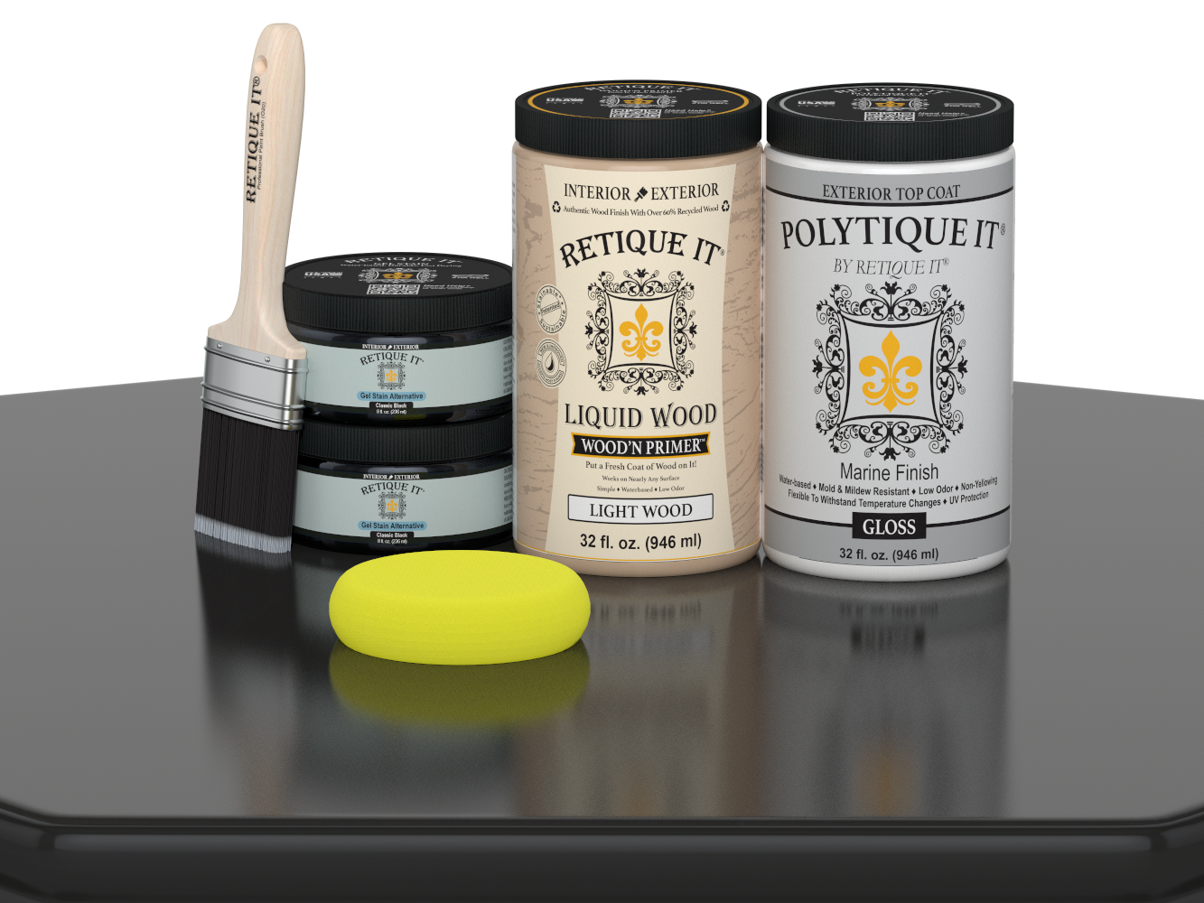 Wood'n Door Smooth Finish Kit (Double Door) - Classic Black — Gloss kit contents