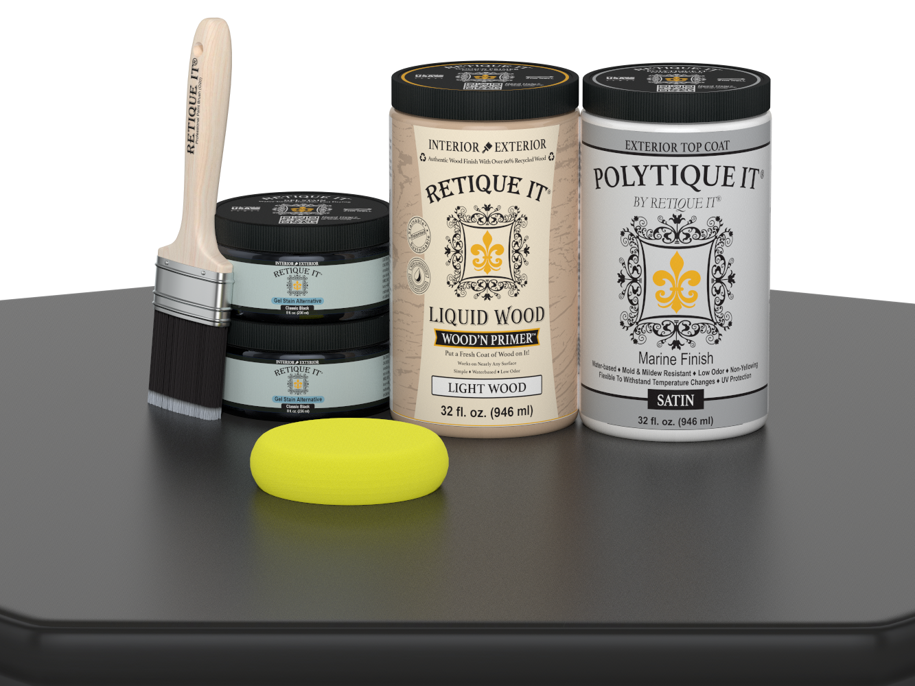Wood'n Door Smooth Finish Kit (Double Door) - Classic Black — Satin kit contents