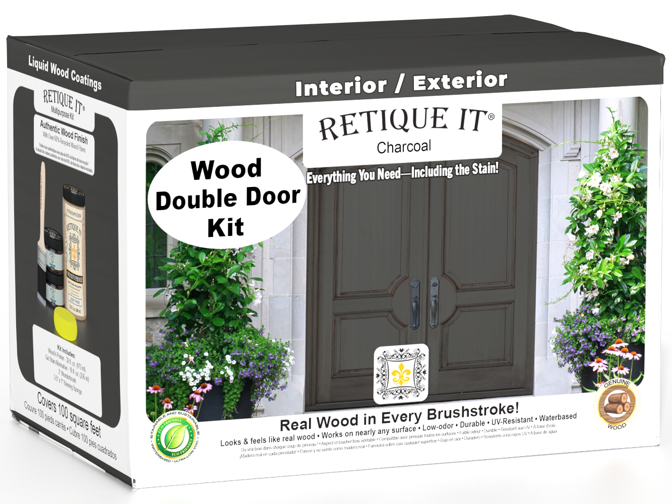 Wood'n Door Smooth Finish Kit (Double Door) - Charcoal — box hero