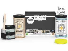 Retique It® Multi-purpose Smooth Finish Kit (Large) in charcoal for interior wood top coating, includes application tools and instructions.