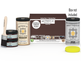 Large Java wood finish kit with exterior top coat, smooth matte finish, from Retique It® Wood'n Finish Kits, includes application box.