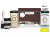 Retique It® Multi-purpose Smooth Finish Kit (Large) in Java for interior wood top coating, includes brushes and finishing tools.