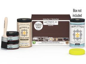 Retique It® Multi-purpose Smooth Finish Kit (Large) in Java for wood interior top coat, includes applicator tools and finish container.