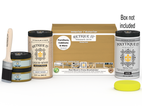 Large Old Oak wood finish kit by Retique It® includes exterior top coat for smooth, durable wood surface finishing.