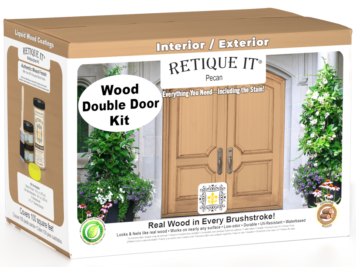 Wood'n Door Smooth Finish Kit (Double Door) - Pecan