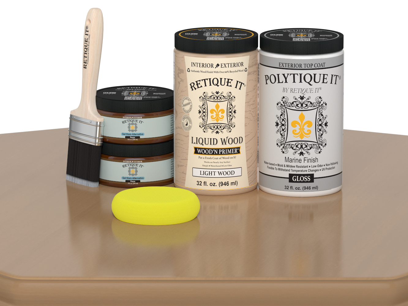 Wood'n Door Smooth Finish Kit (Double Door) - Pecan — Gloss kit contents