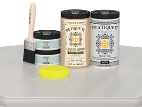 Retique It Wood'n Door smooth finish kit for double doors in white wash stain, featuring satin finish on a wooden door.