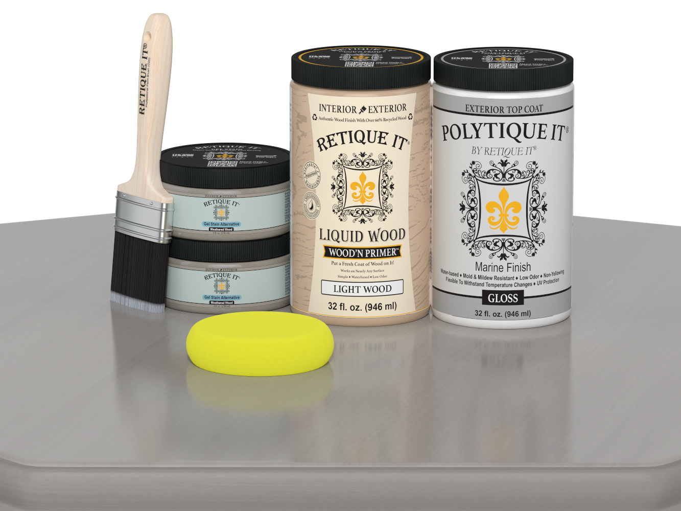 Wood'n Door Smooth Finish Kit (Double Door) - Weathered Wood — Gloss kit contents