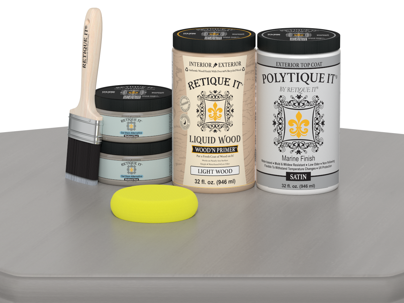 Wood'n Door Smooth Finish Kit (Double Door) - Weathered Wood — Satin kit contents
