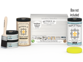 Large white wash interior wood finish kit by Retique It® featuring a smooth, multi-purpose top coat for wood surfaces.