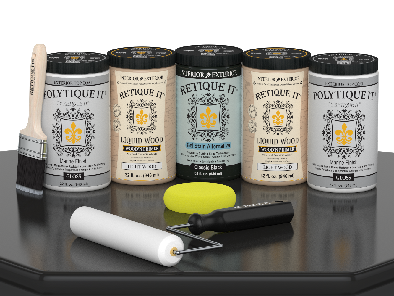 Wood'n Door Smooth Finish Kit (Front & Garage Door) - Classic Black — Gloss kit contents