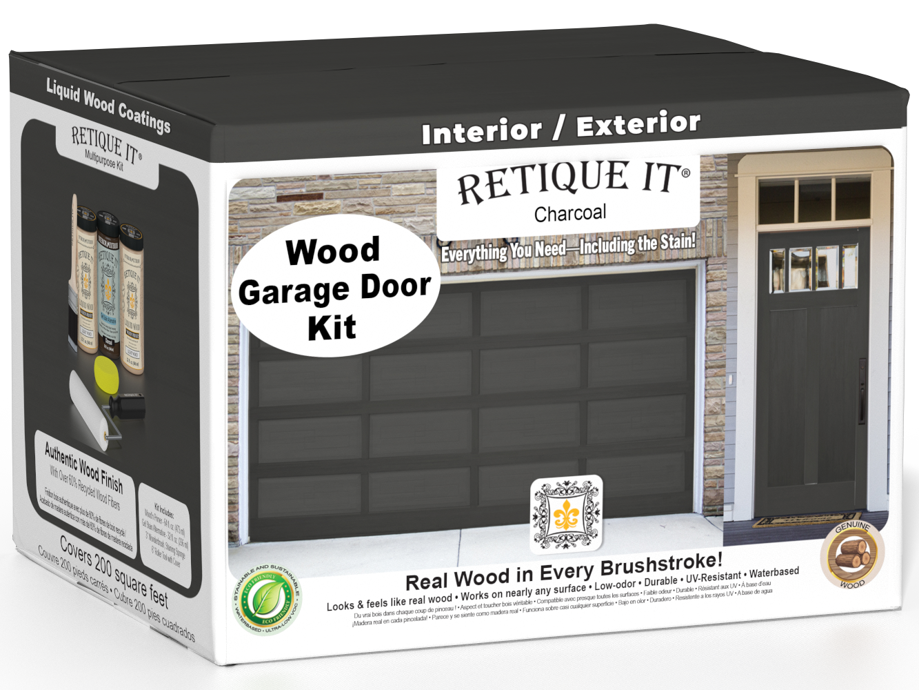 Wood'n Door Smooth Finish Kit (Front & Garage Door) - Charcoal — box hero