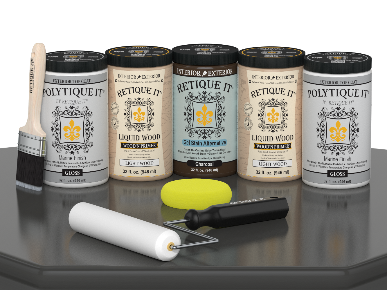 Wood'n Door Smooth Finish Kit (Front & Garage Door) - Charcoal — Gloss kit contents