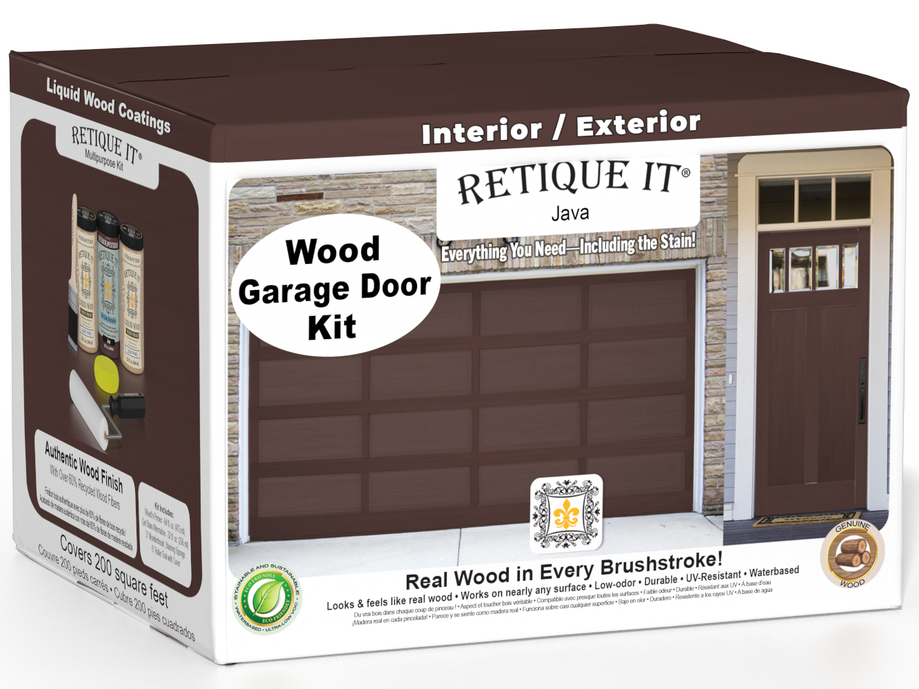 Wood'n Door Smooth Finish Kit (Front & Garage Door) - Java — box hero