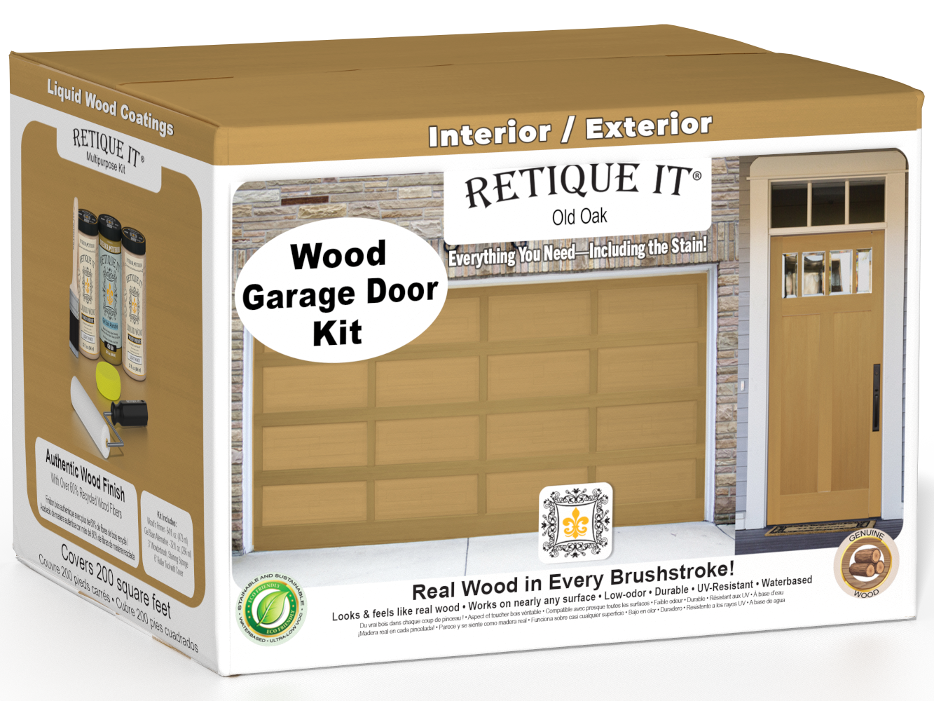 Wood'n Door Smooth Finish Kit (Front & Garage Door) - Old Oak — box hero