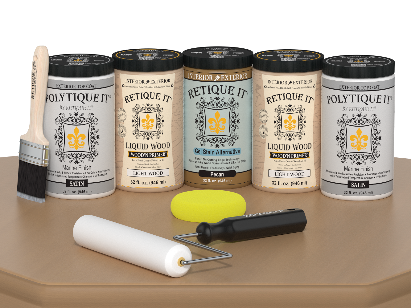 Wood'n Door Smooth Finish Kit (Front & Garage Door) - Pecan — Satin kit contents