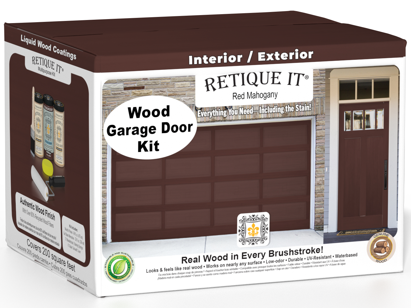 Wood'n Door Smooth Finish Kit (Front & Garage Door) - Red Mahogany — box hero