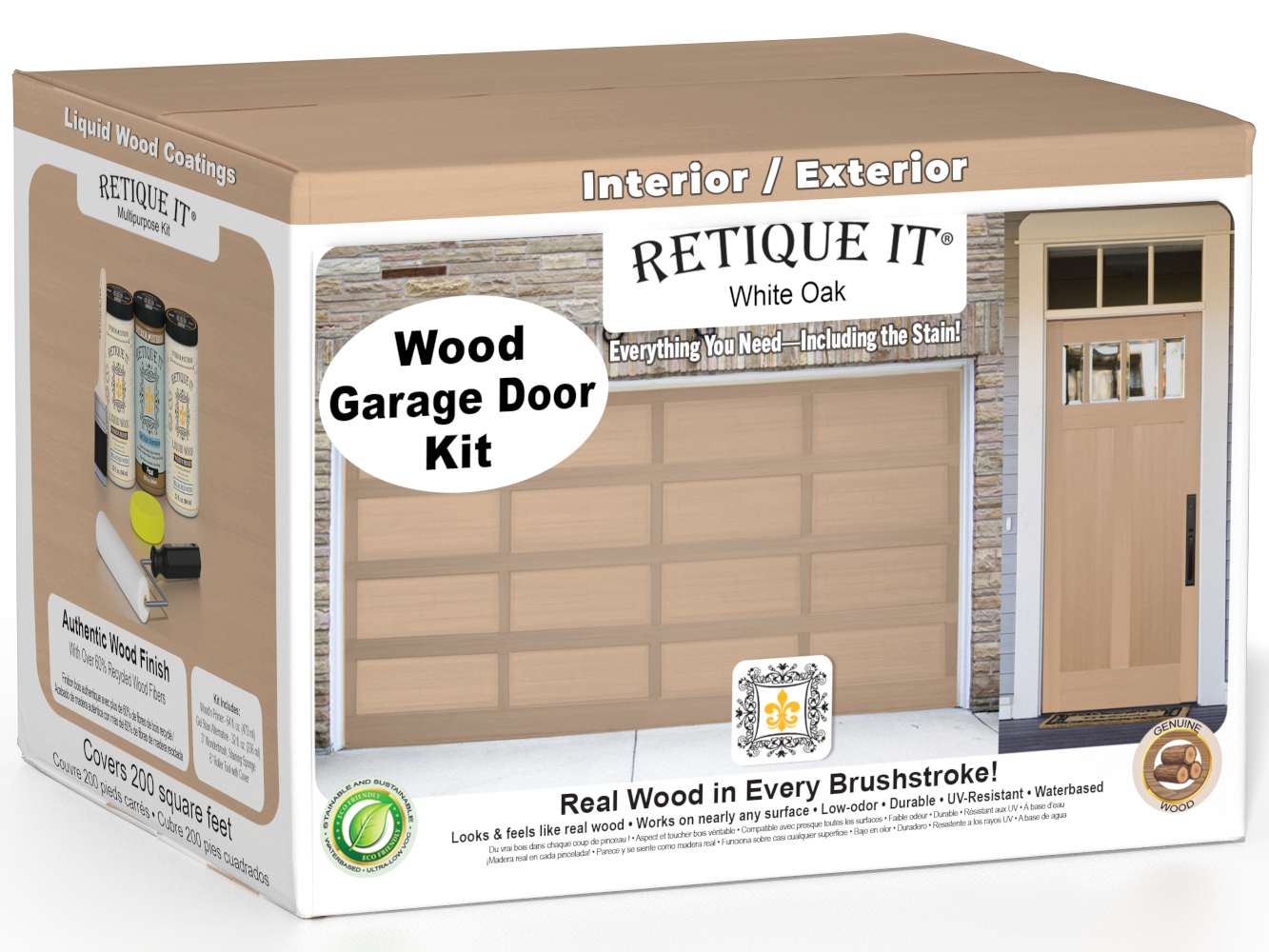 Wood'n Door Smooth Finish Kit (Front & Garage Door) - White Oak — box hero