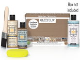 Retique It! wood finish kit with bottles, brush, and box on a white background