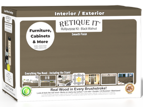 Large black walnut wood finish kit by Retique It® featuring smooth interior top coat for multi-purpose wood furniture projects.