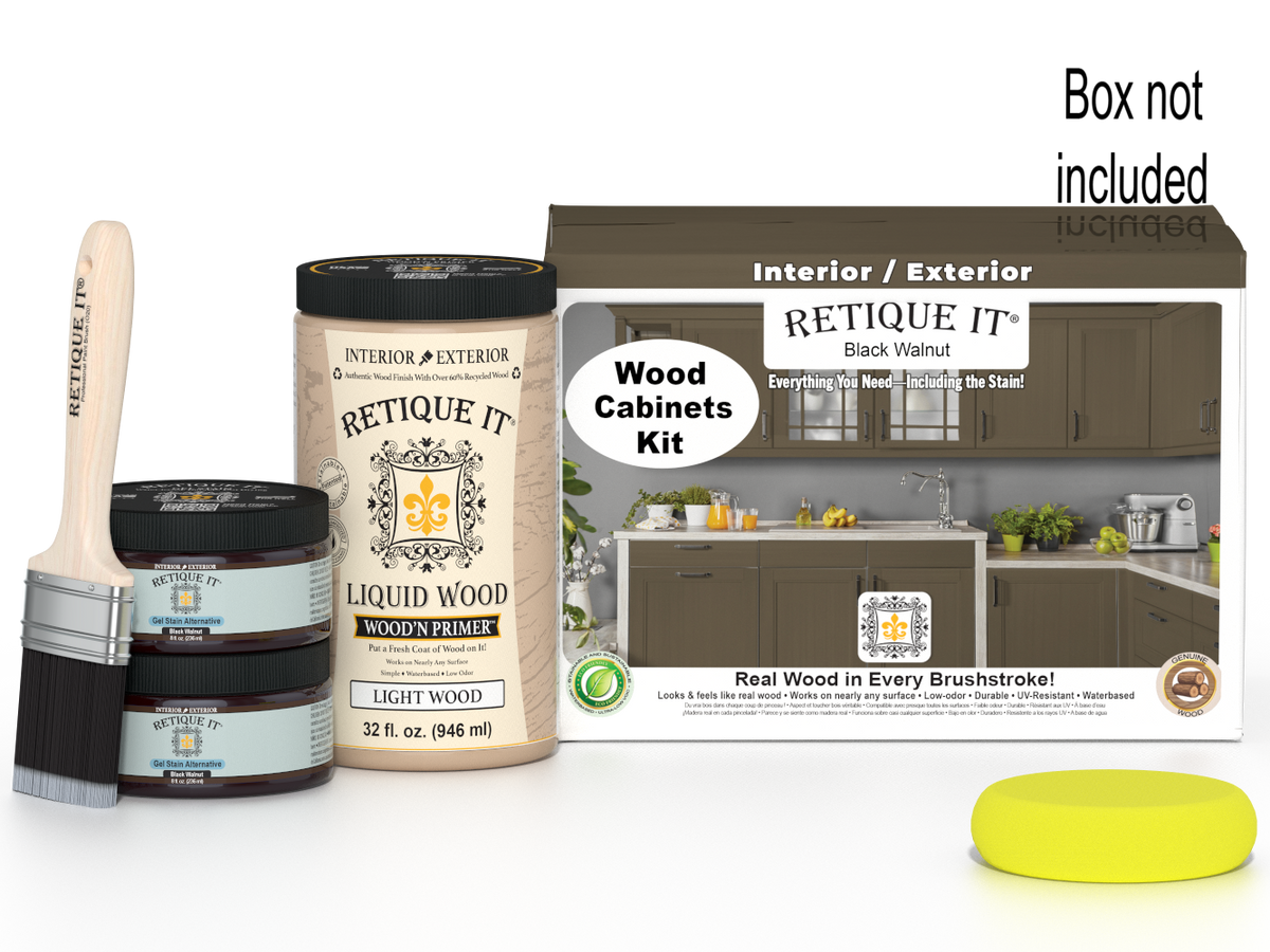 Black Walnut Wood'n Cabinet Kit with 12 smooth doors from Retique It®, designed for stained cabinet projects.