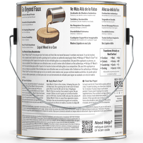 Liquid Wood Wood'n Stain in Black Walnut by Retique It®, 128 oz container, showcasing the dark wood stain color and product label.