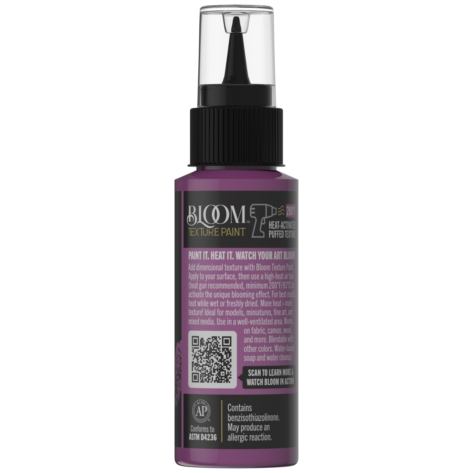 Retique It® Bloom Texture Paint 4pk in Mystic Plum, four paint containers shown from the back